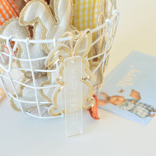Acryl Paas Ornament | Happy Easter & Gouden Konijn
