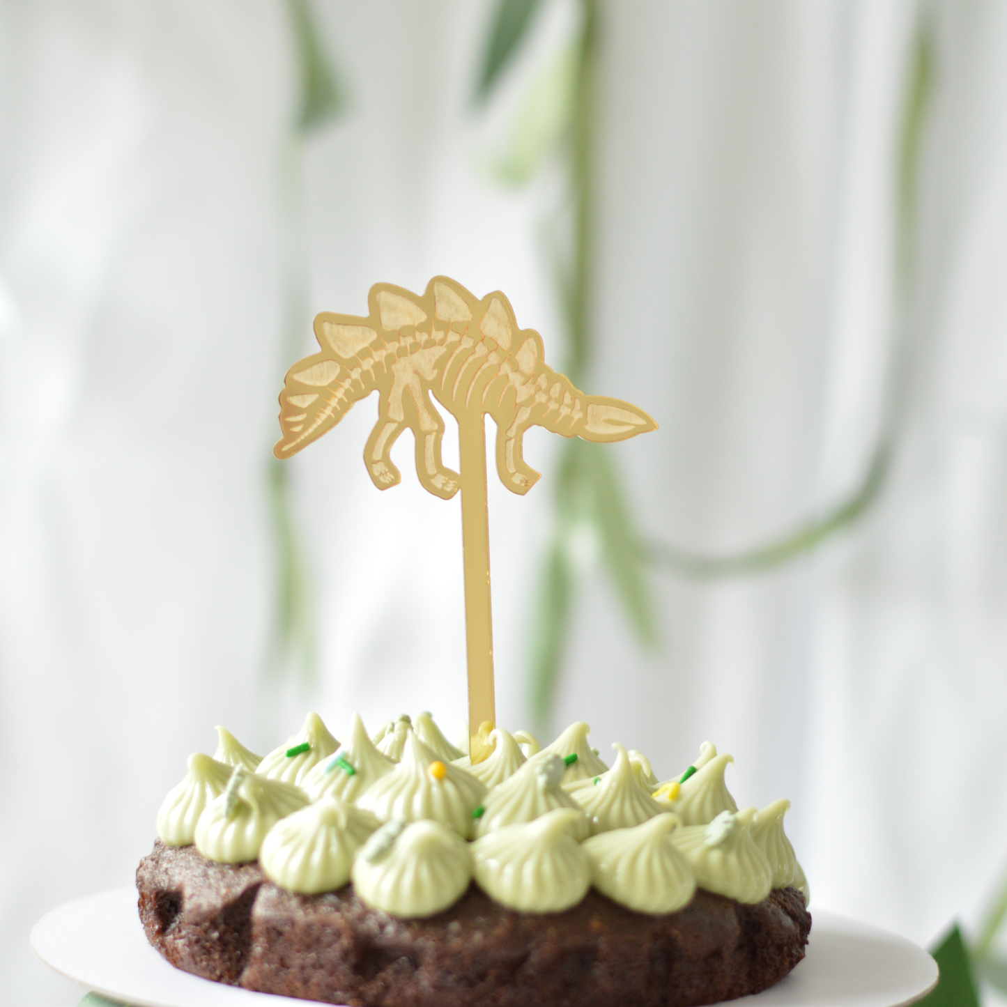 Gouden Dino Cake Topper van Acryl