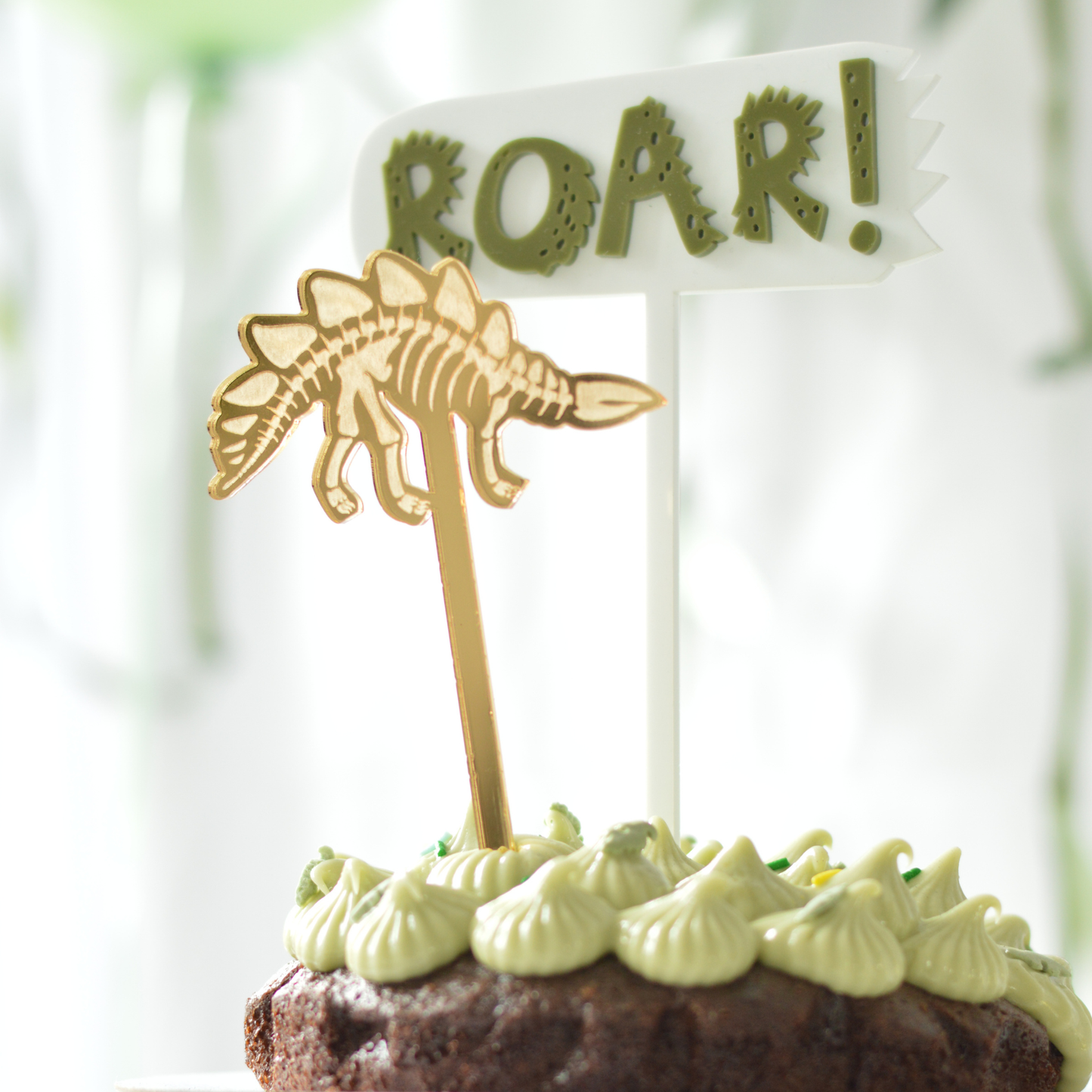 Gouden Dino Cake Topper van Acryl