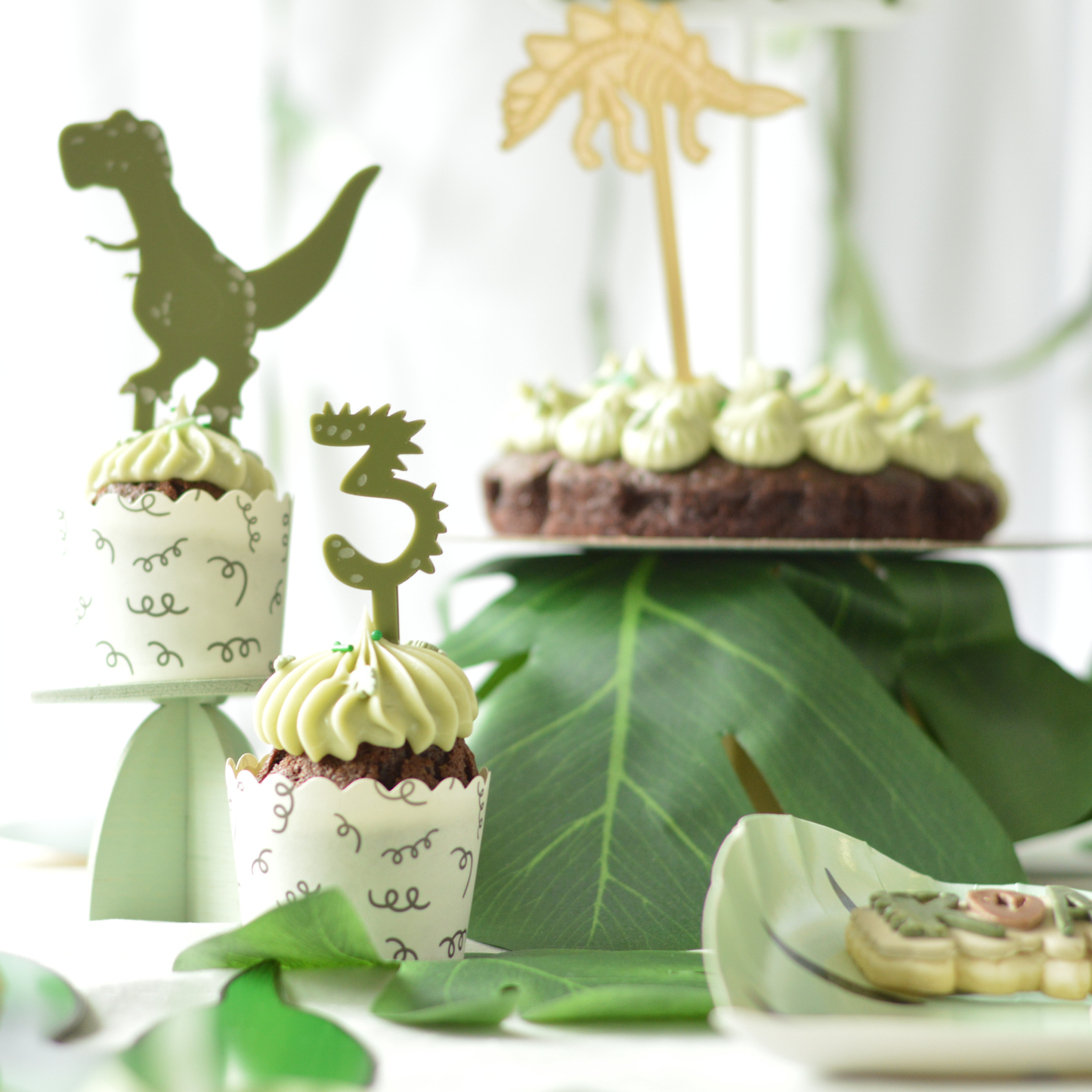 Gouden Dino Cake Topper van Acryl