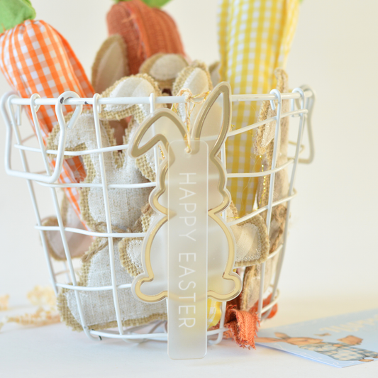 Acryl Paas Ornament | Happy Easter & Gouden Konijn