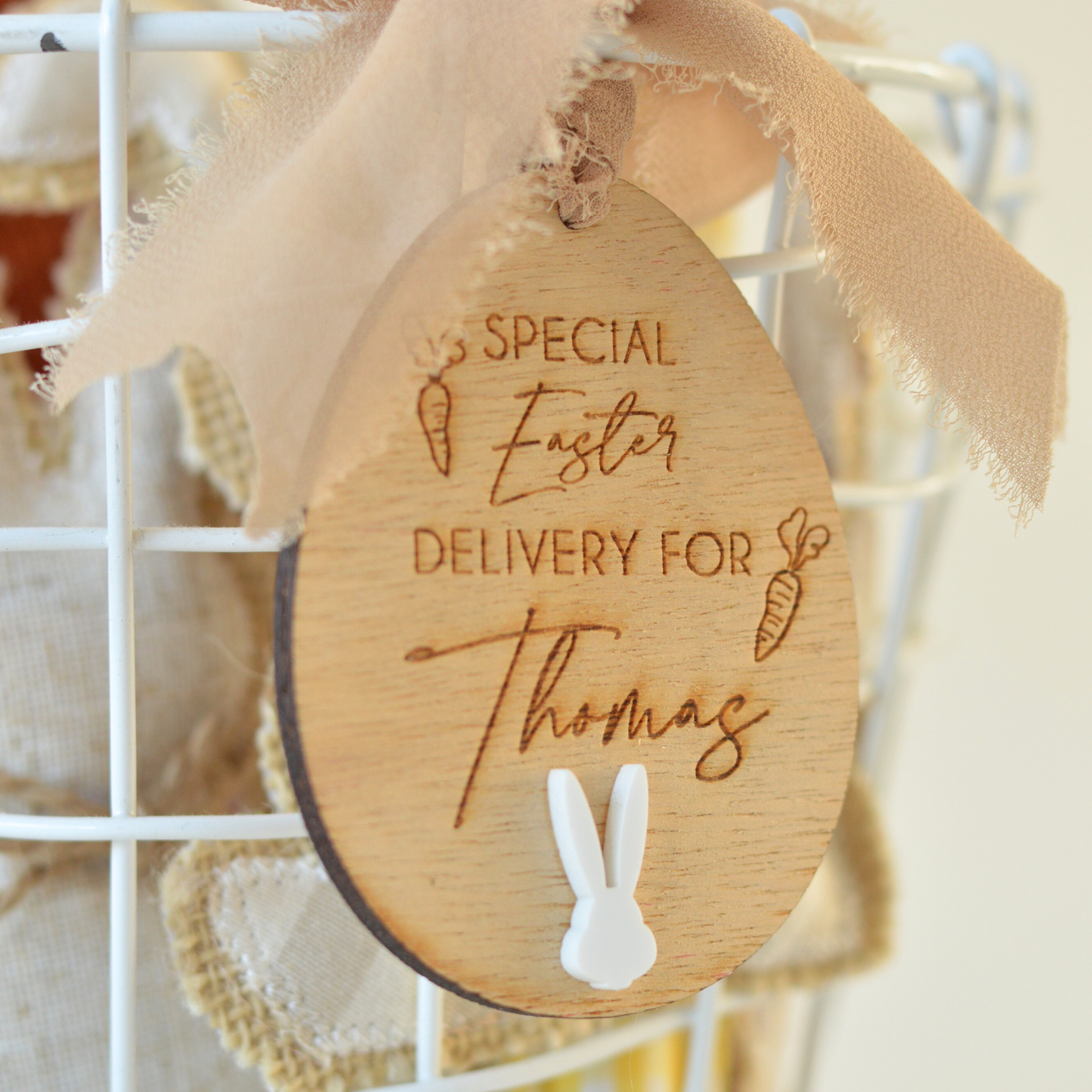 Gepersonaliseerde Paasei Naamtag | Hout & Acryl