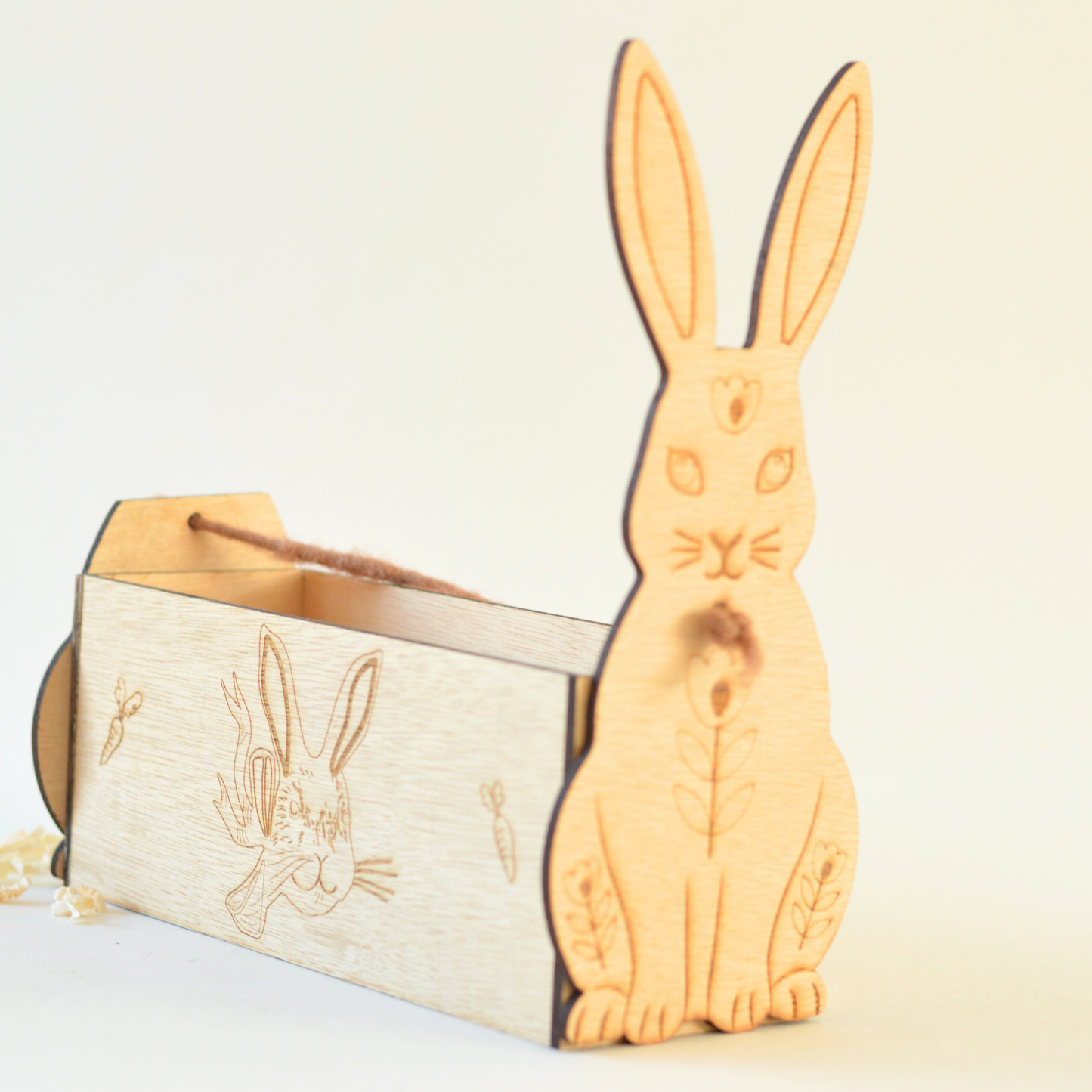 Houten Paasmandje met Naam | Konijn Design