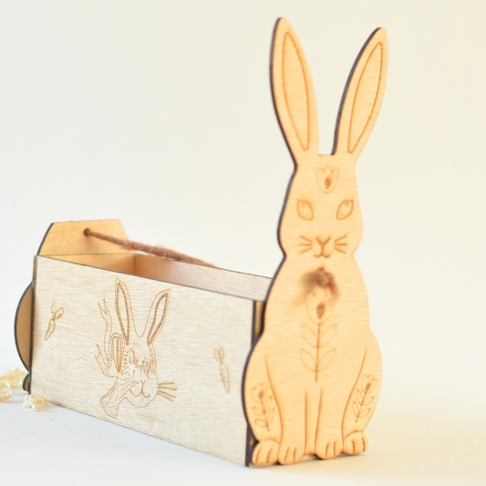 Houten Paasmandje met Naam | Konijn Design