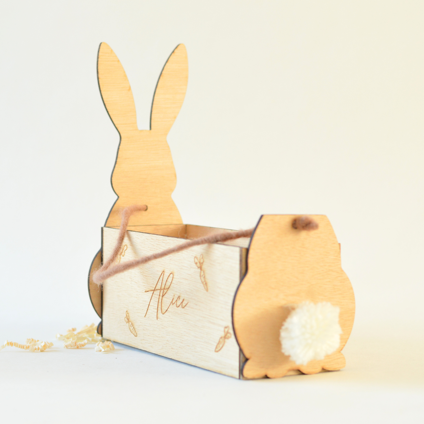 Houten Paasmandje met Naam | Konijn Design