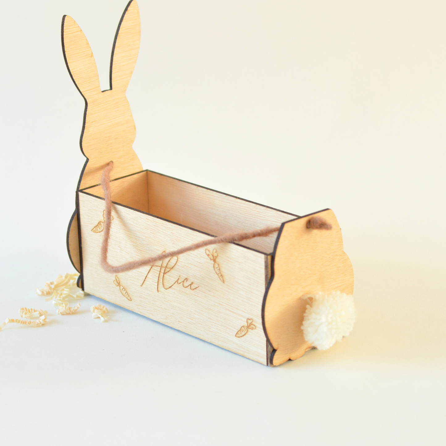 Houten Paasmandje met Naam | Konijn Design